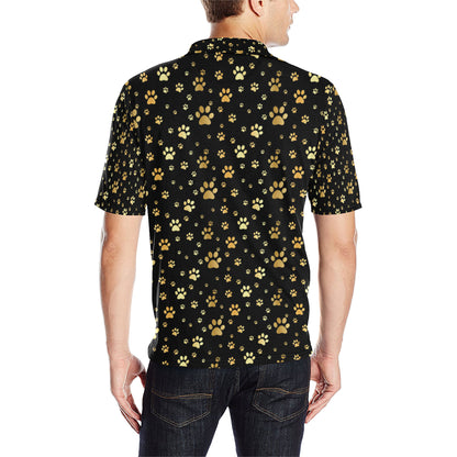 Paw Gold Print Men Polo Shirt