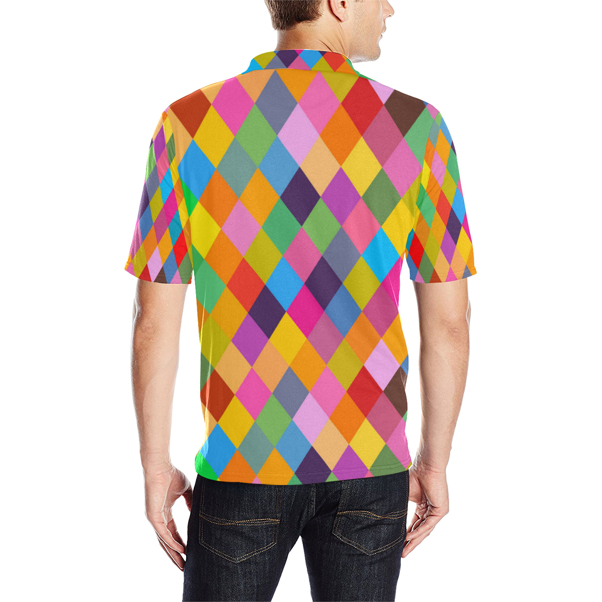Harlequin Pattern Print Design 02 Men Polo Shirt