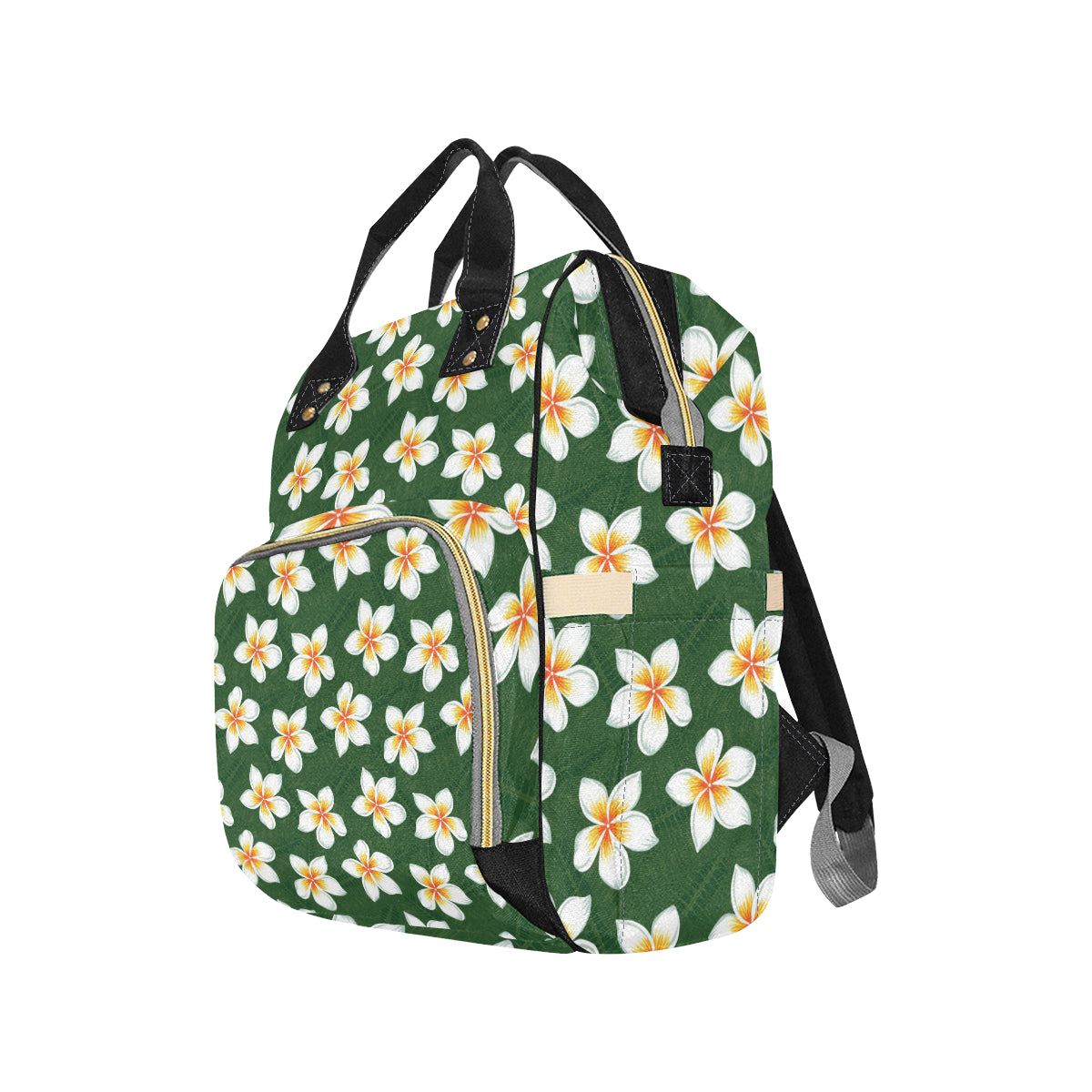 White Plumeria Pattern Print Design PM020 Diaper Bag Backpack