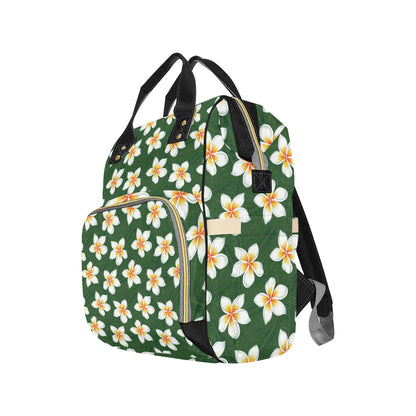 White Plumeria Pattern Print Design PM020 Diaper Bag Backpack