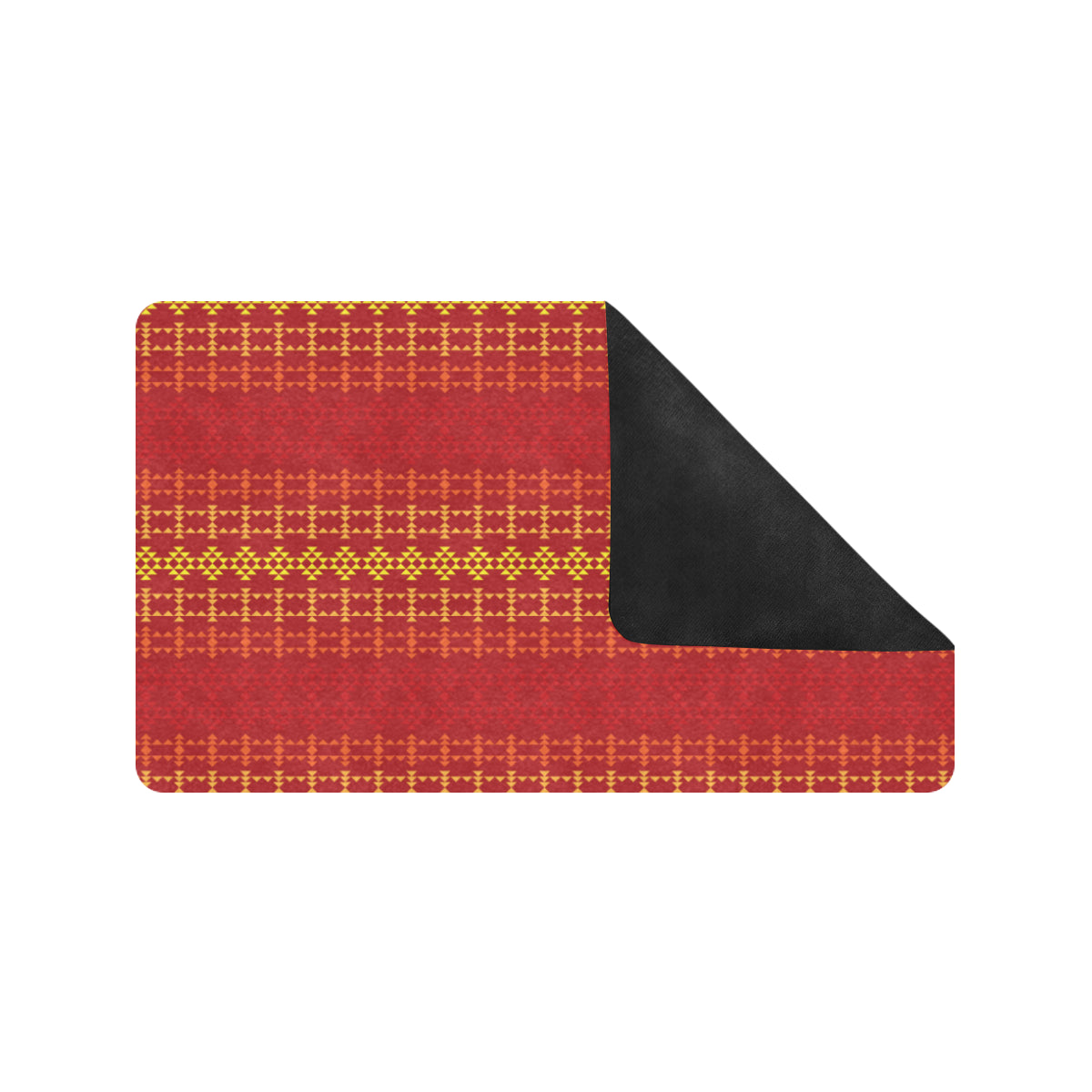Southwest Red Gold Design Themed Print Rubber Doormat