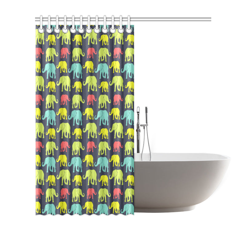 Elephant Neon Color Print Pattern Shower Curtain