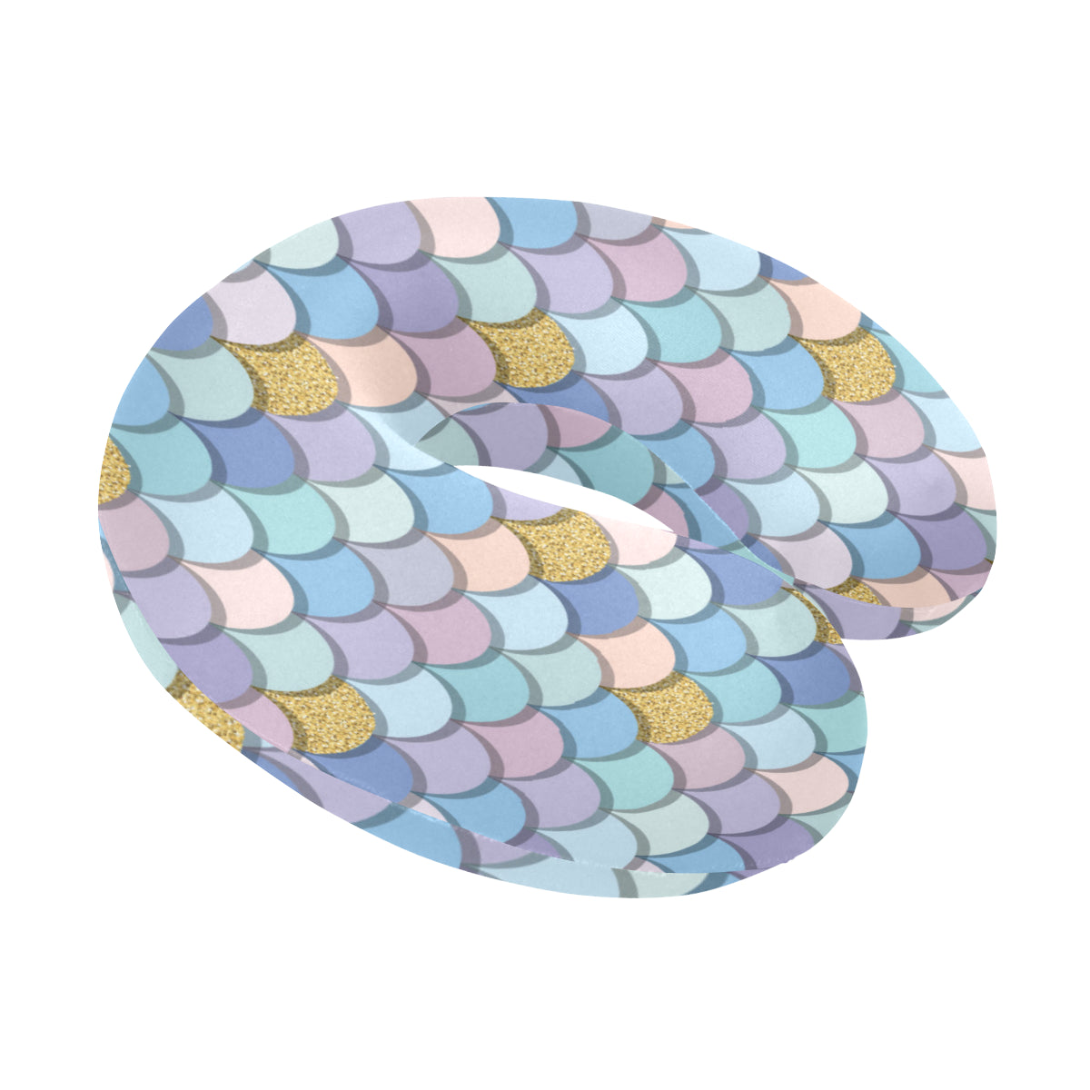 Mermaid Scales Pattern Print Design 05 U-Shaped Travel Neck Pillow