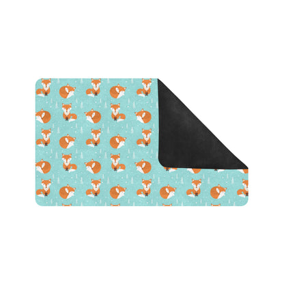 Fox Design Snow Print Pattern Rubber Doormat