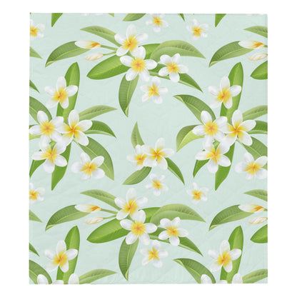 Yellow Plumeria Pattern Print Design PM024 Premium Quilt