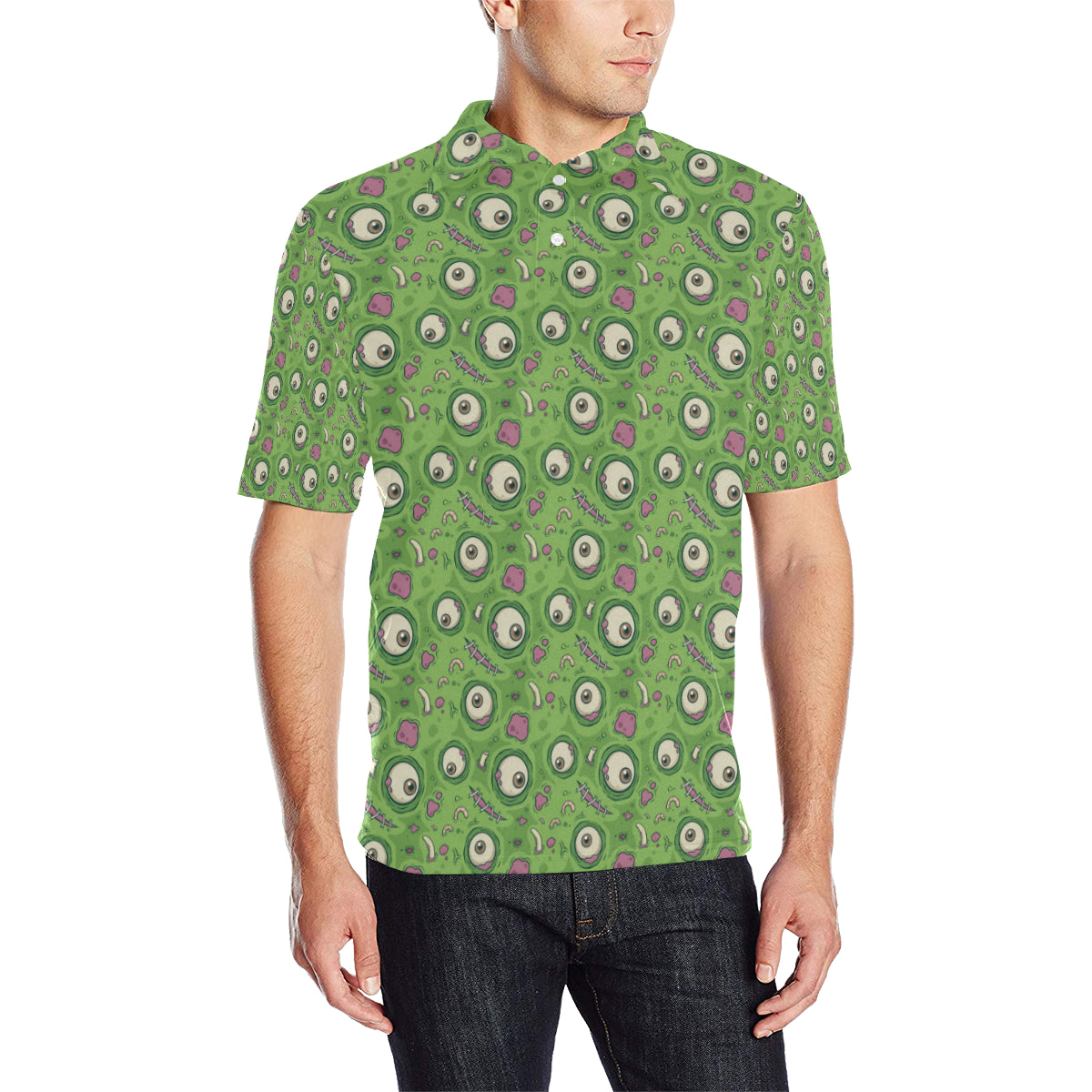 Zombie Eyes Design Pattern Print Men Polo Shirt