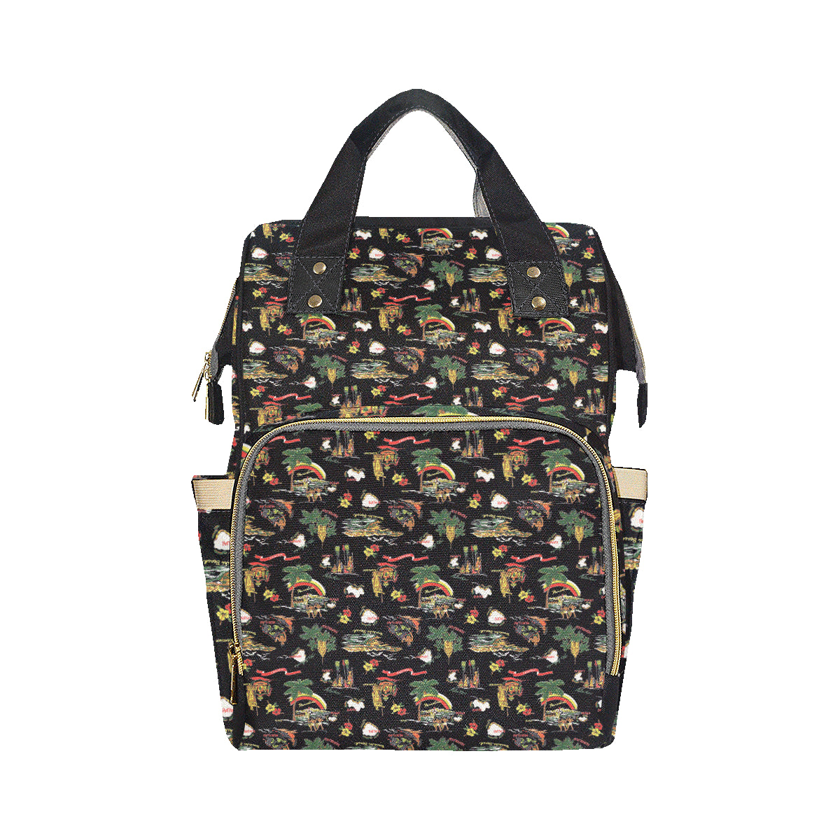 Hawaiian Island Themed Print Diaper Bag Backpack
