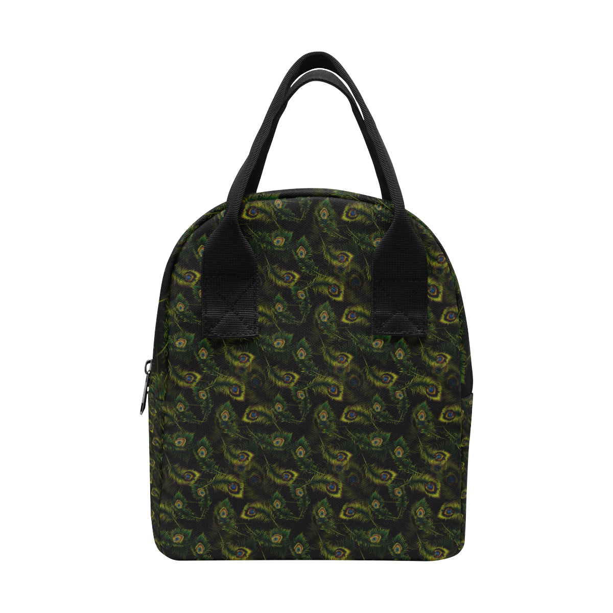 Peacock Feather Pattern Design Print Insulated Lunch Bag