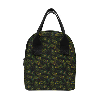 Peacock Feather Pattern Design Print Insulated Lunch Bag