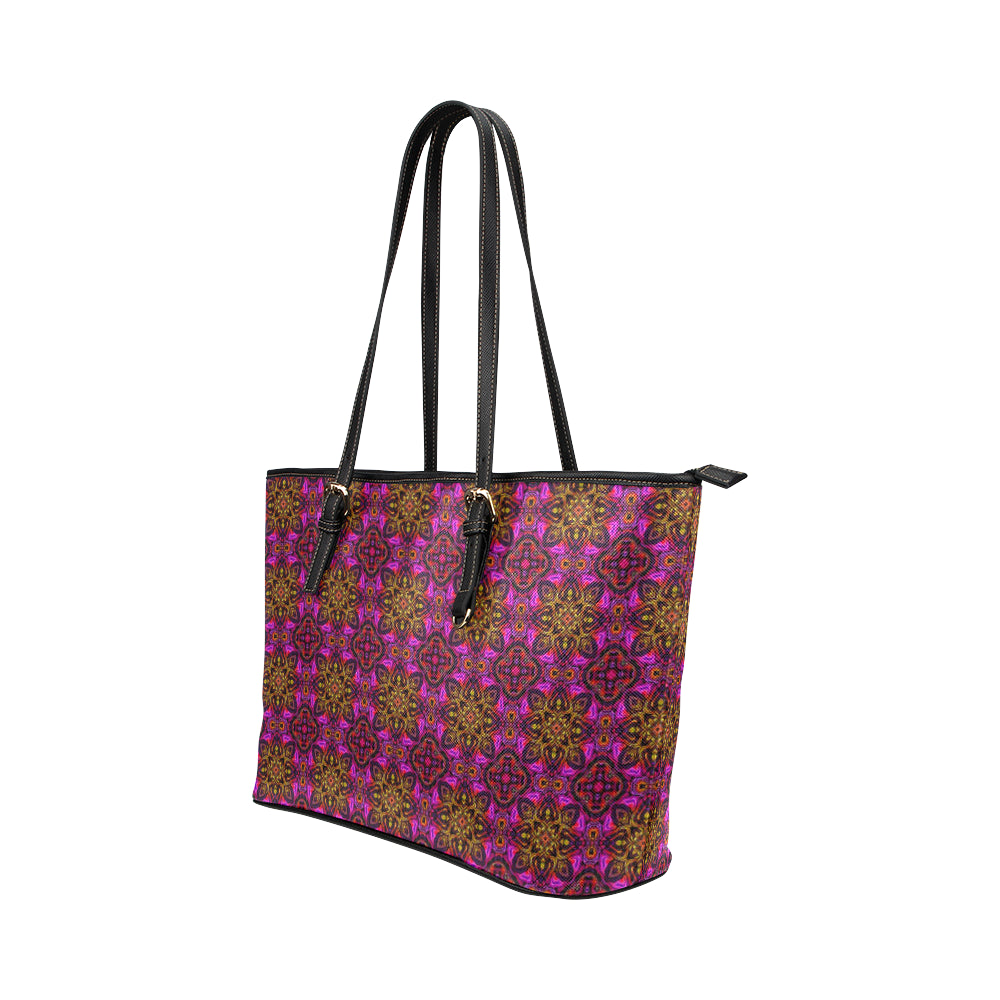 kaleidoscope Abstract Print Design Leather Tote Bag
