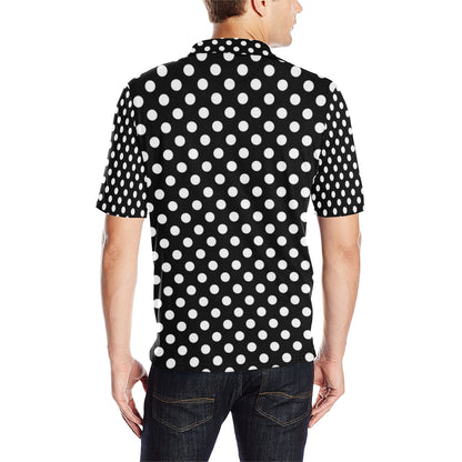 Polka Dot Black White Pattern Print Design 03 Men Polo Shirt