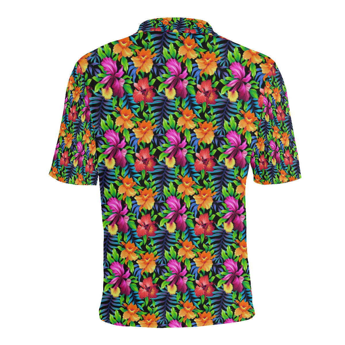 Tropical Folower Colorful Print Men Polo Shirt