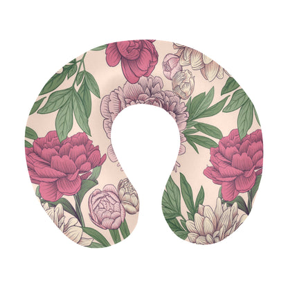 Peony Pattern Print Design A01 U-Shaped Travel Neck Pillow