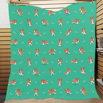 Basenji Pattern Print Design 02 Premium Quilt
