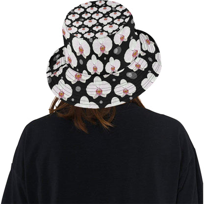 Orchid White Pattern Print Design OR09 Unisex Bucket Hat