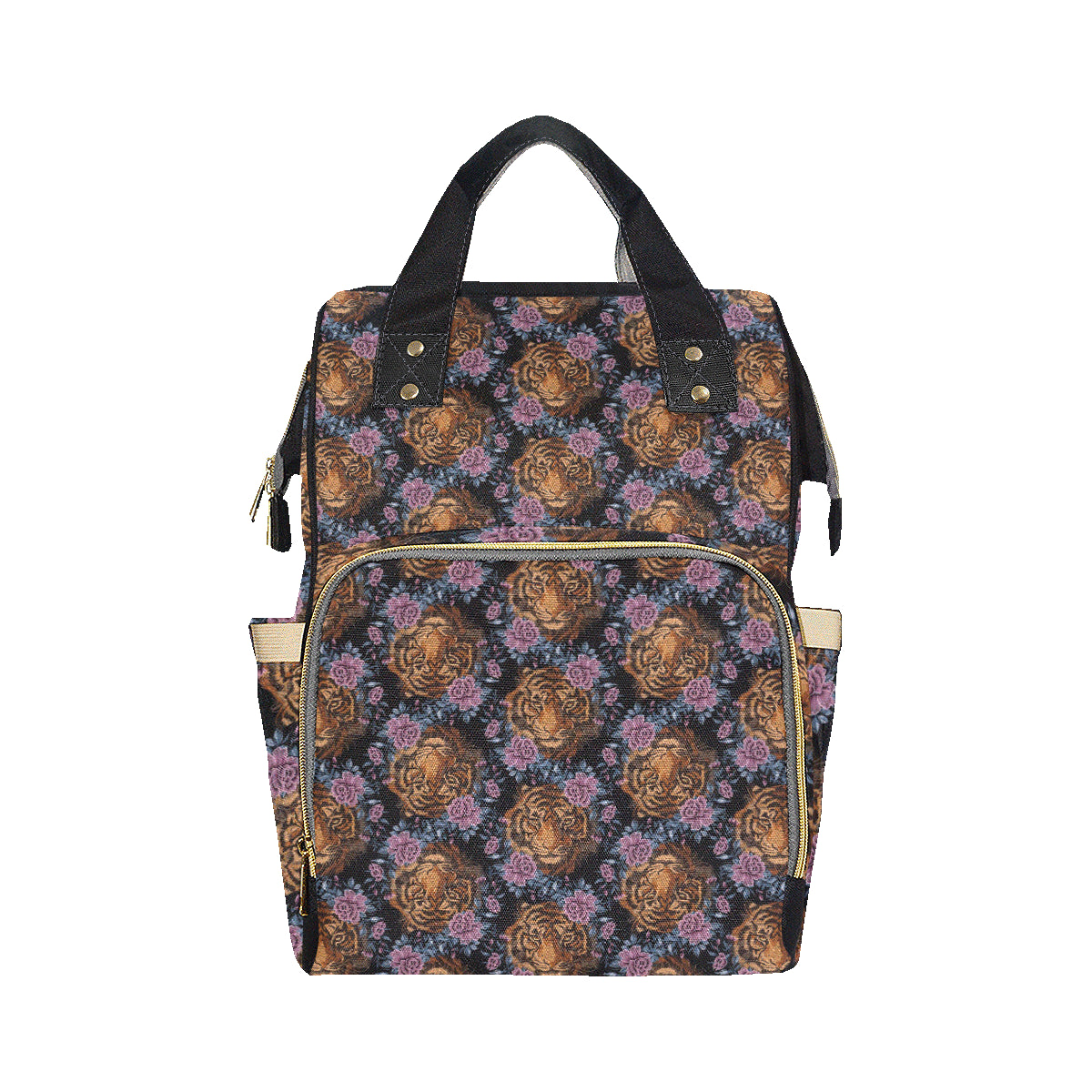 Tiger Head Floral Diaper Bag Backpack