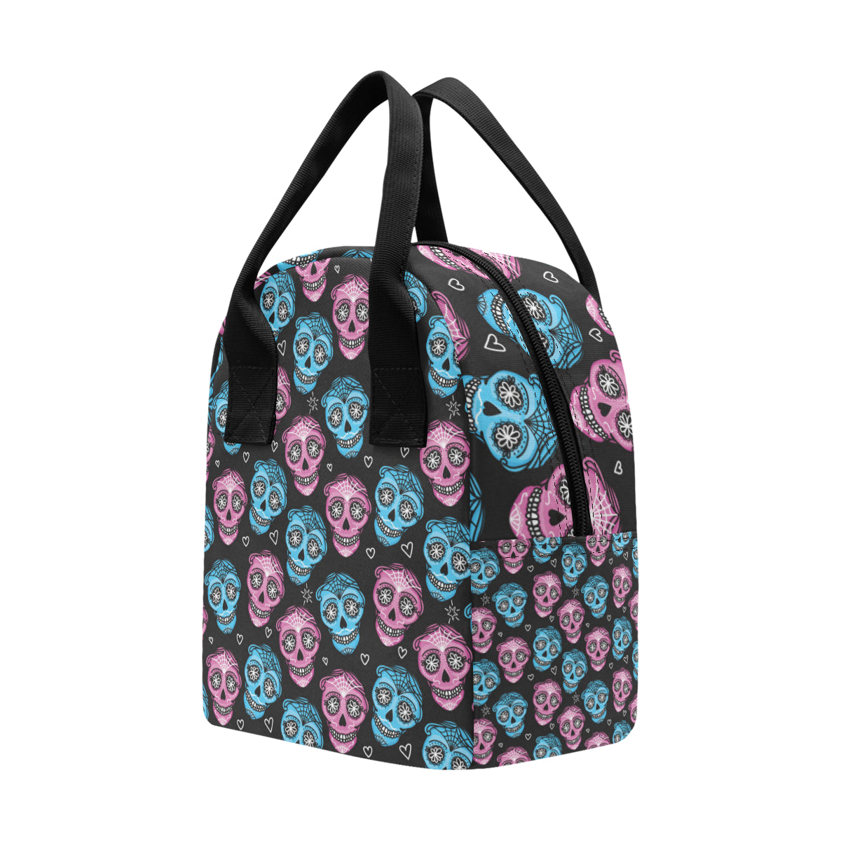 Day of the Dead Skull Print Pattern Insulated Lunch Bag