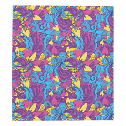 Psychedelic Mushroom Pattern Print Design A03 Premium Quilt
