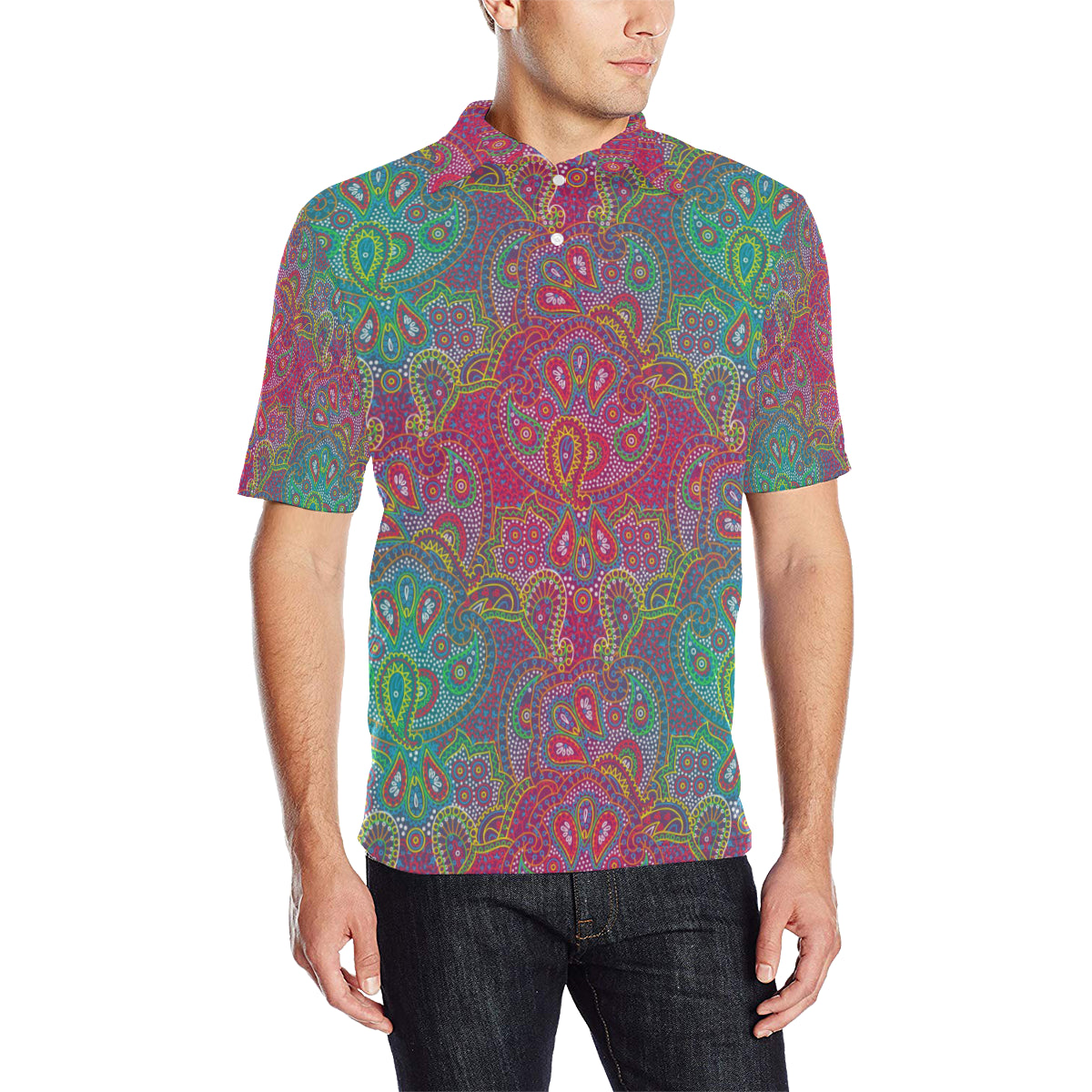Boho Pattern Print Design 02 Men Polo Shirt