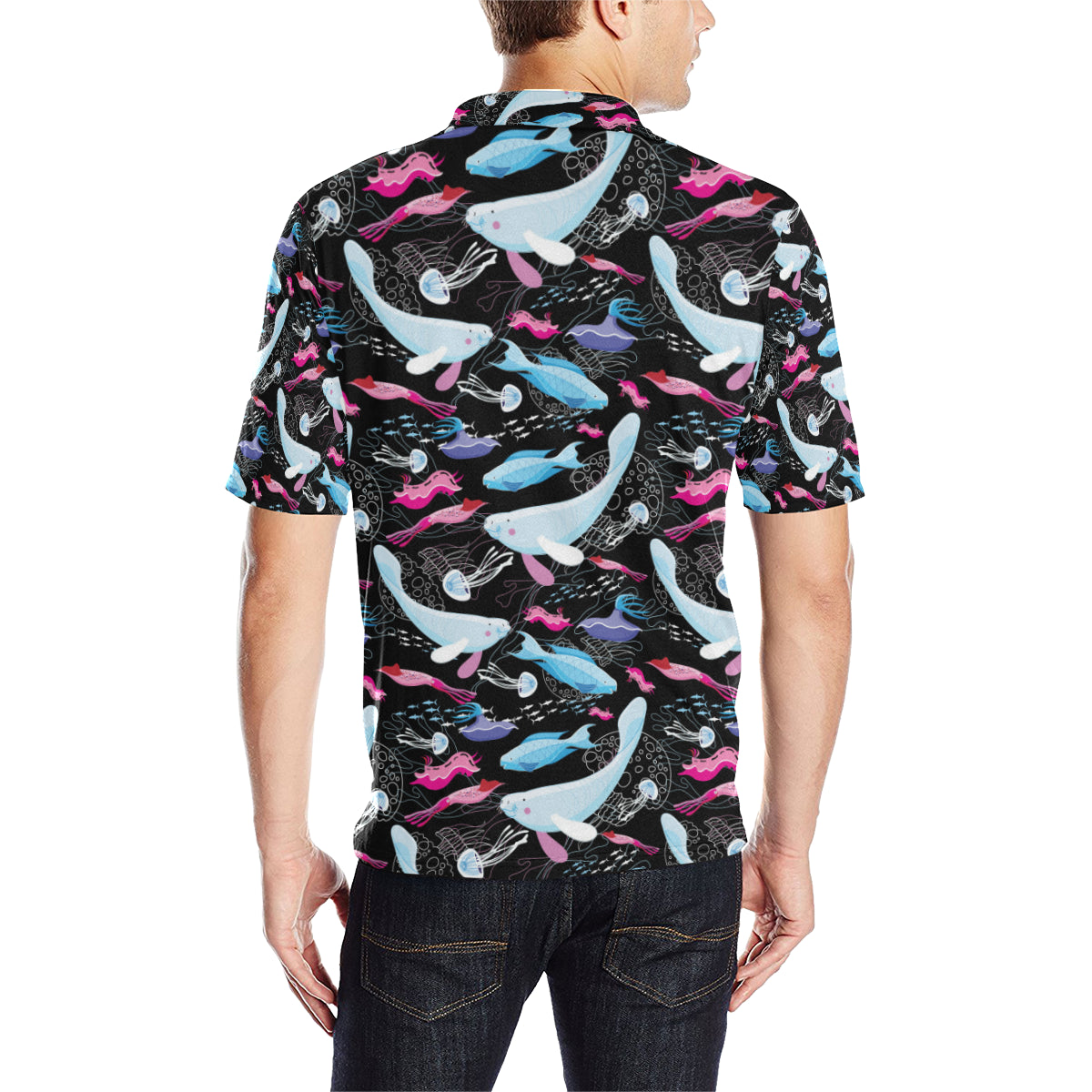 Manatee Pattern Print Design 02 Men Polo Shirt