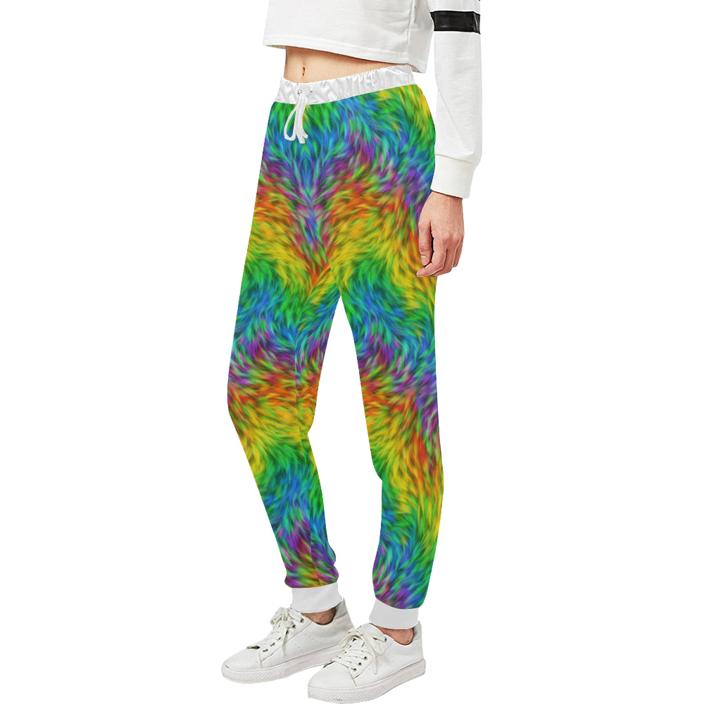 Rainbow Fur Design Print Unisex Sweatpants