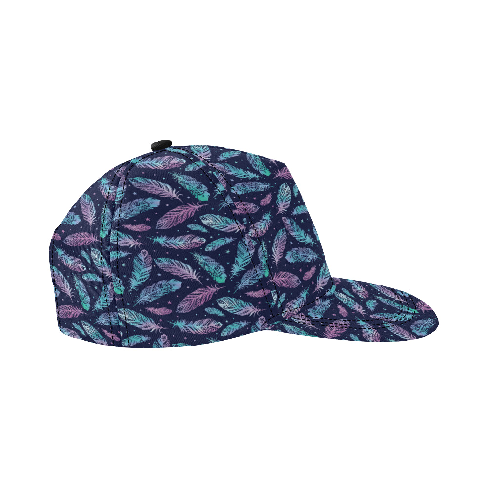 Feather Aztec Design Print Snapback Cap