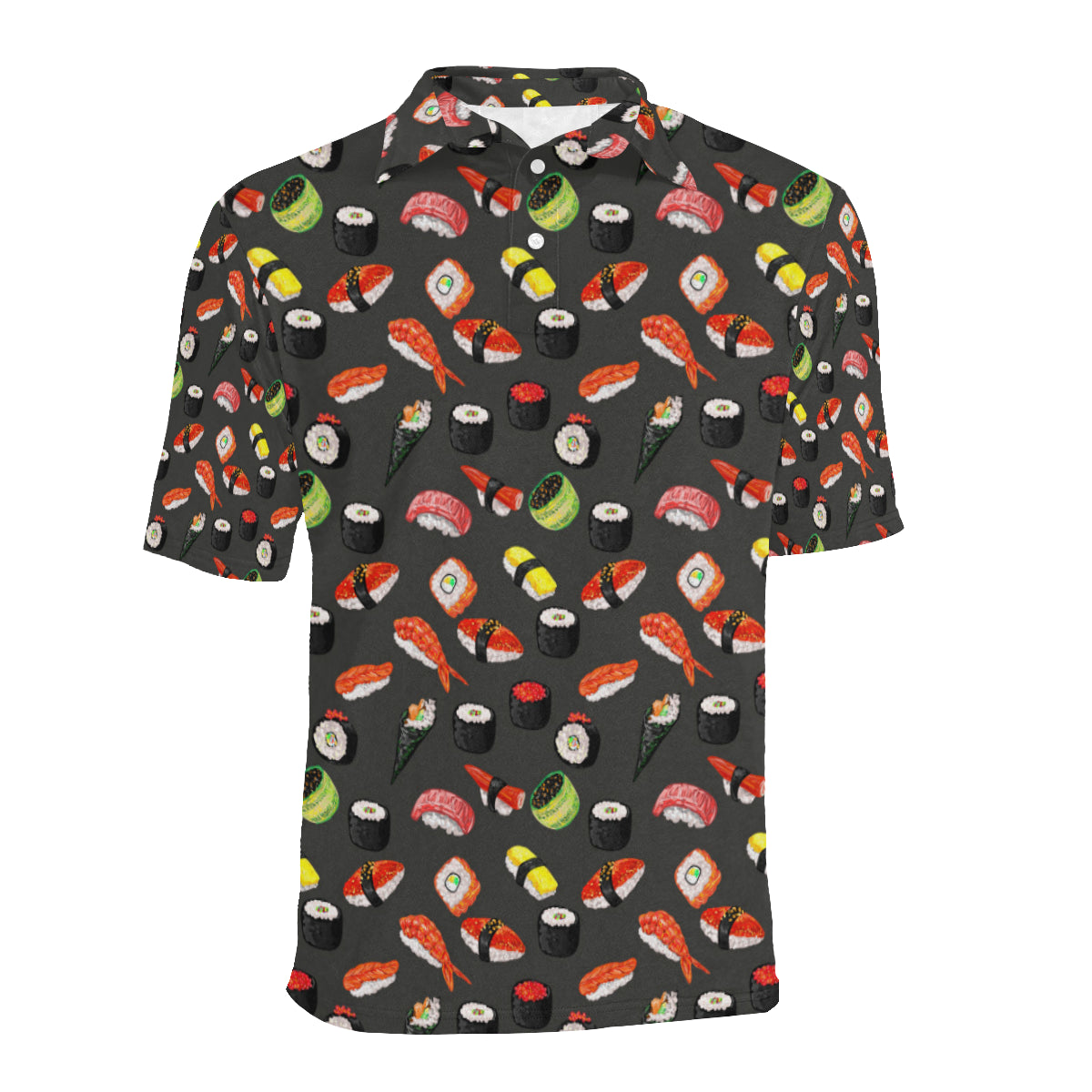 Sushi Design Print Men Polo Shirt