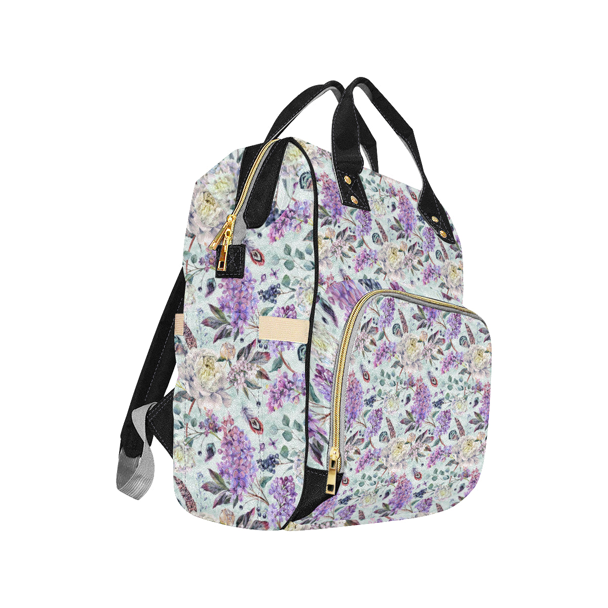Lilac Pattern Print Design LI06 Diaper Bag Backpack