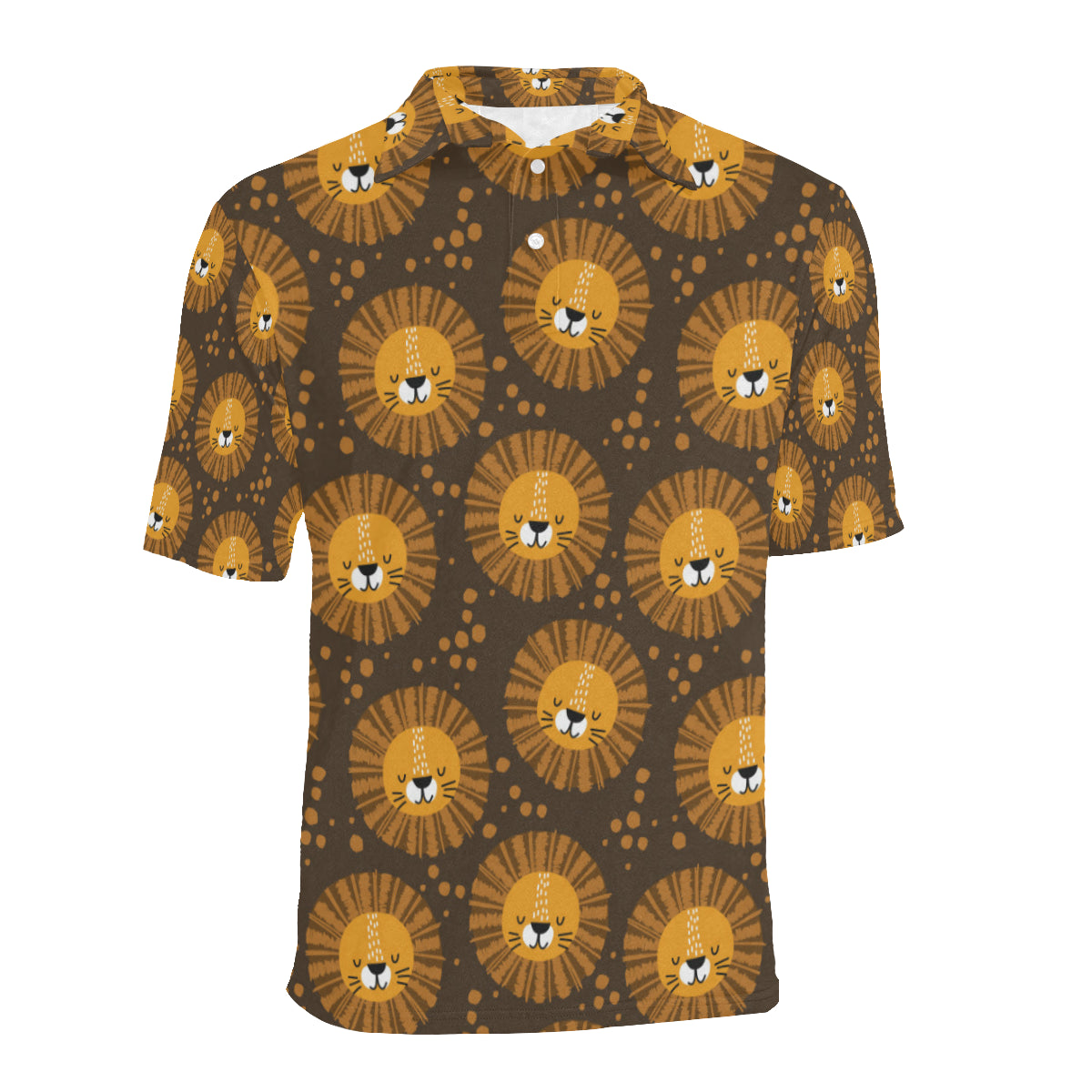 Lion Cartoon Pattern Print Design 01 Men Polo Shirt