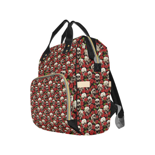 Skull Roses Design Themed Print Diaper Bag Backpack