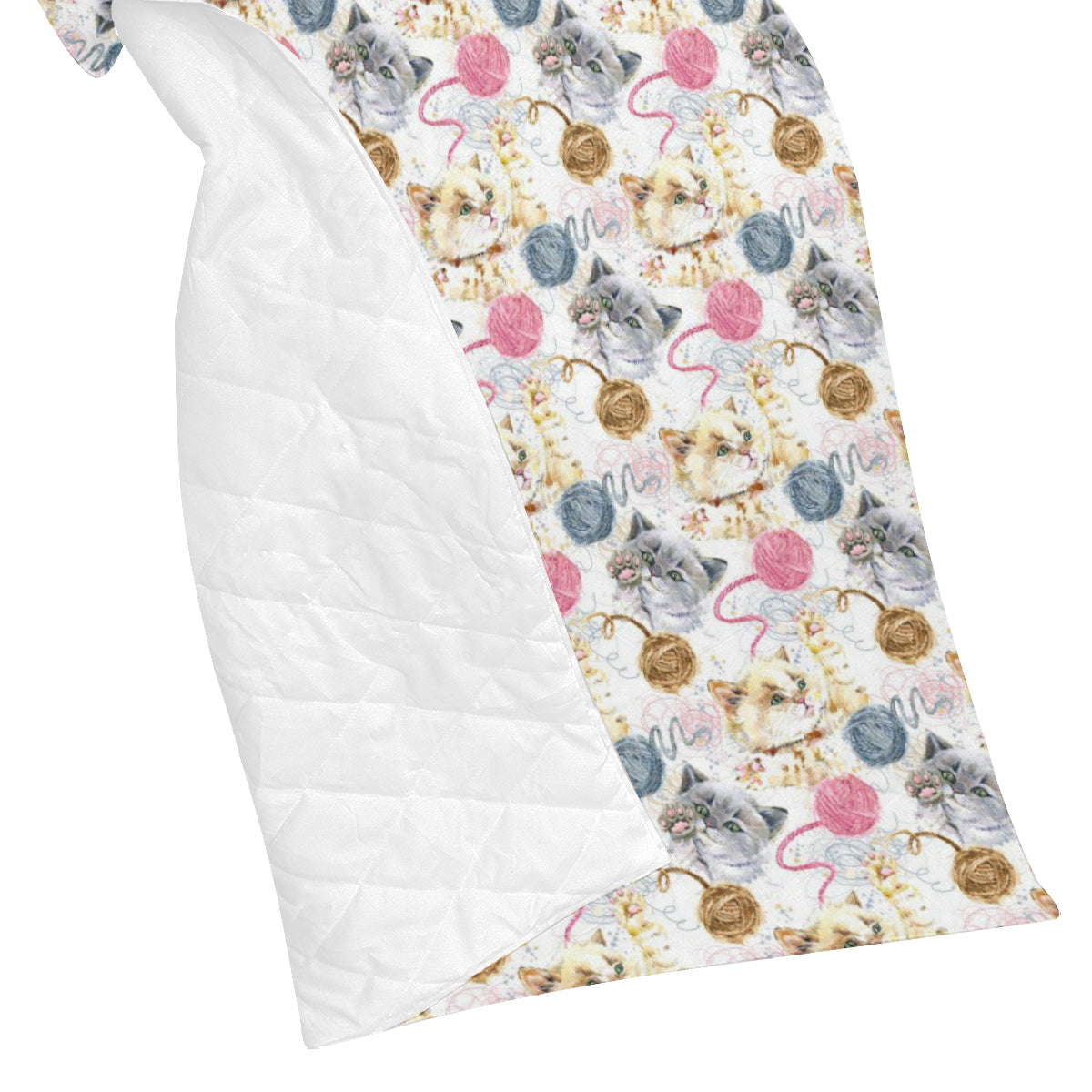 Cat Playing Yarn Pattern Print Design 07 Premium Quilt