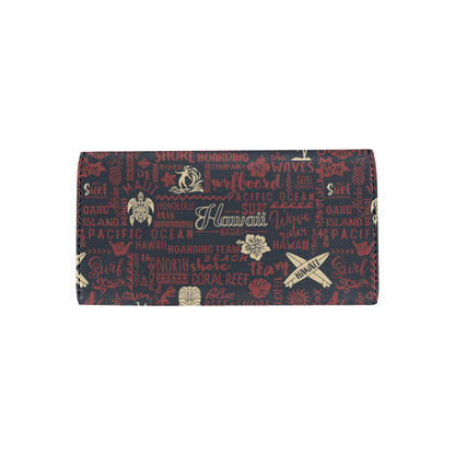 Hawaiian Themed Pattern Print Design H017 Women's Trifold Wallet
