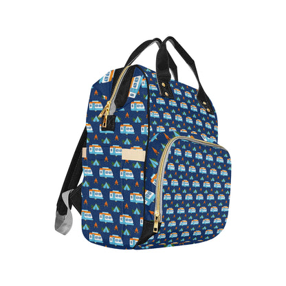 Camper Pattern Camping Themed No 3 Print Diaper Bag Backpack