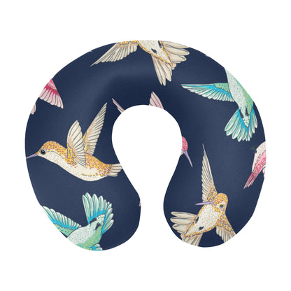Hummingbird Cute Pattern Print Design 01 U-Shaped Travel Neck Pillow
