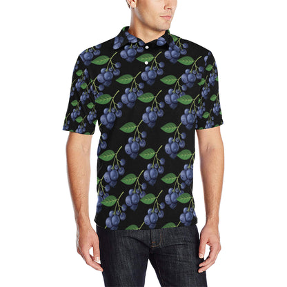Blueberry Pattern Print Design BB01 Men Polo Shirt