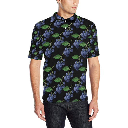 Blueberry Pattern Print Design BB01 Men Polo Shirt