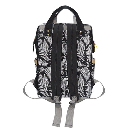 Fern Leave Black White Print Pattern Diaper Bag Backpack