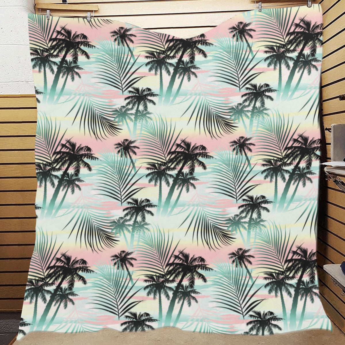 Palm Tree Pattern Print Design A03 Premium Quilt