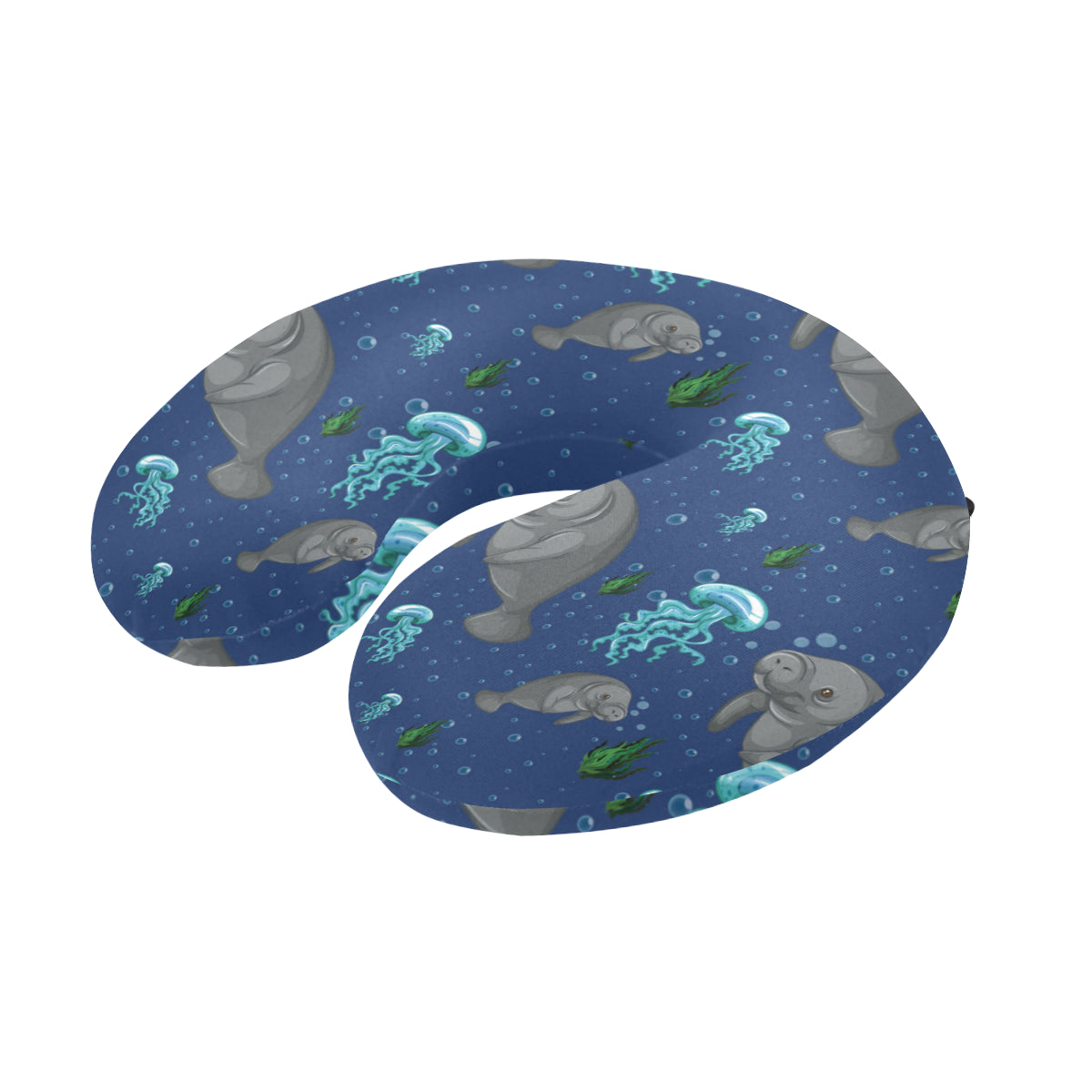 Manatee Pattern Print Design 01 U-Shaped Travel Neck Pillow