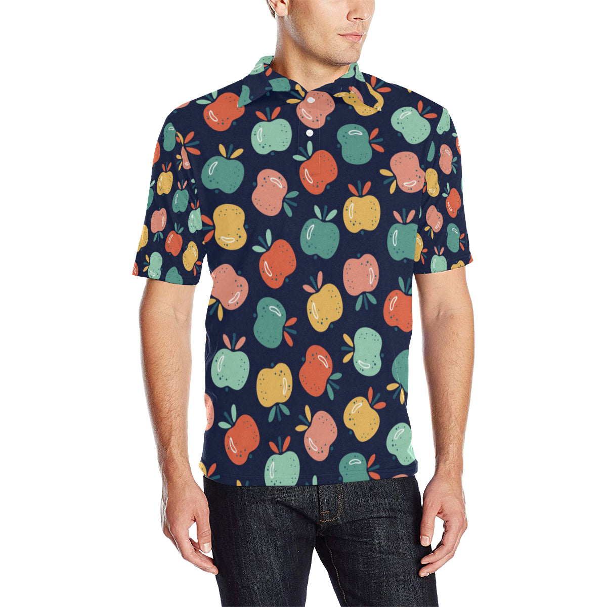 Apple Pattern Print Design AP09 Men Polo Shirt