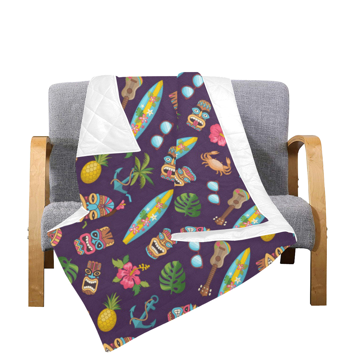 Hawaiian Themed Pattern Print Design H024 Premium Quilt