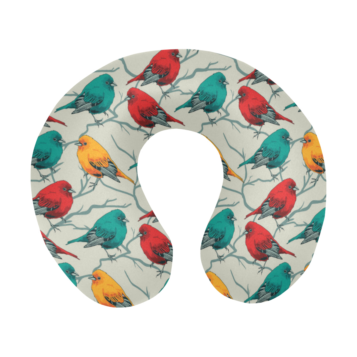 Birds Pattern Print Design 04 U-Shaped Travel Neck Pillow