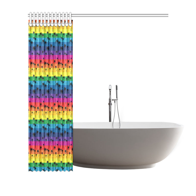 Palm Tree Rainbow Themed Print Shower Curtain