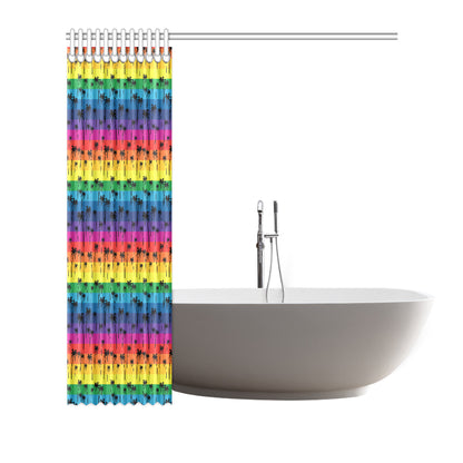 Palm Tree Rainbow Themed Print Shower Curtain