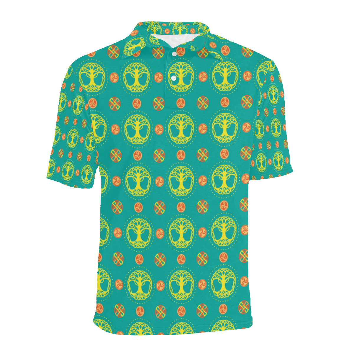 Celtic Tree of Life Print Pattern Men Polo Shirt