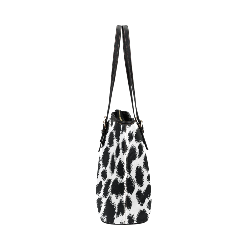 Cheetah Black Print Pattern Leather Tote Bag