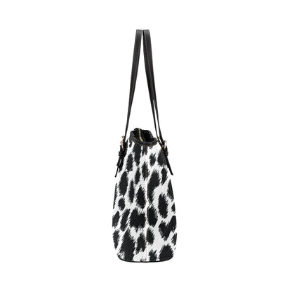 Cheetah Black Print Pattern Leather Tote Bag