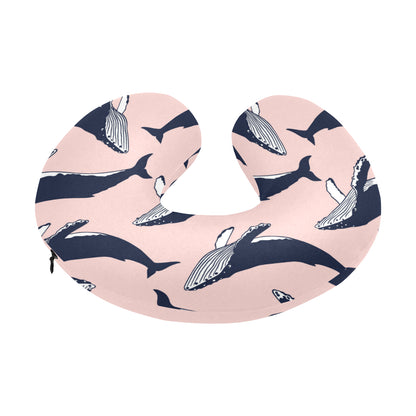 Humpback Whale Pattern Print Design 02 U-Shaped Travel Neck Pillow