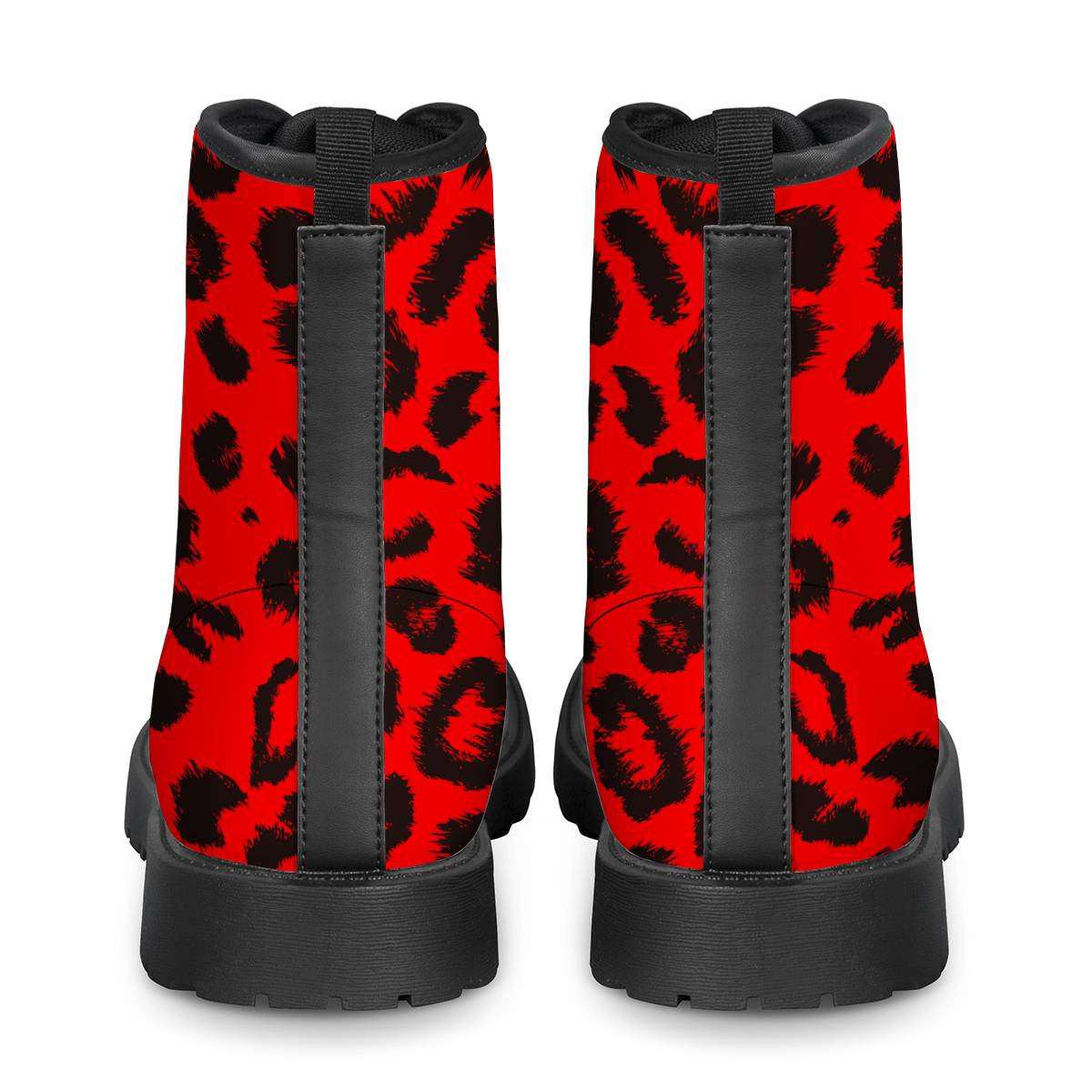 Leopard Red Skin Print Women Leather Boots