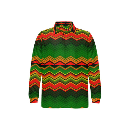 Serape Print Design LKS306 Long Sleeve Polo Shirt For Men's